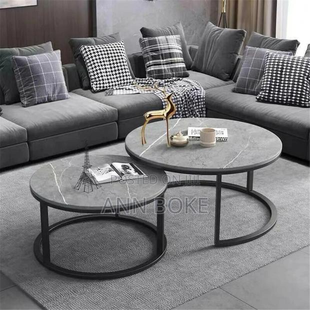 Pure Marble Nesting Stool 2pc Set With Black Stands - thumbnail 4