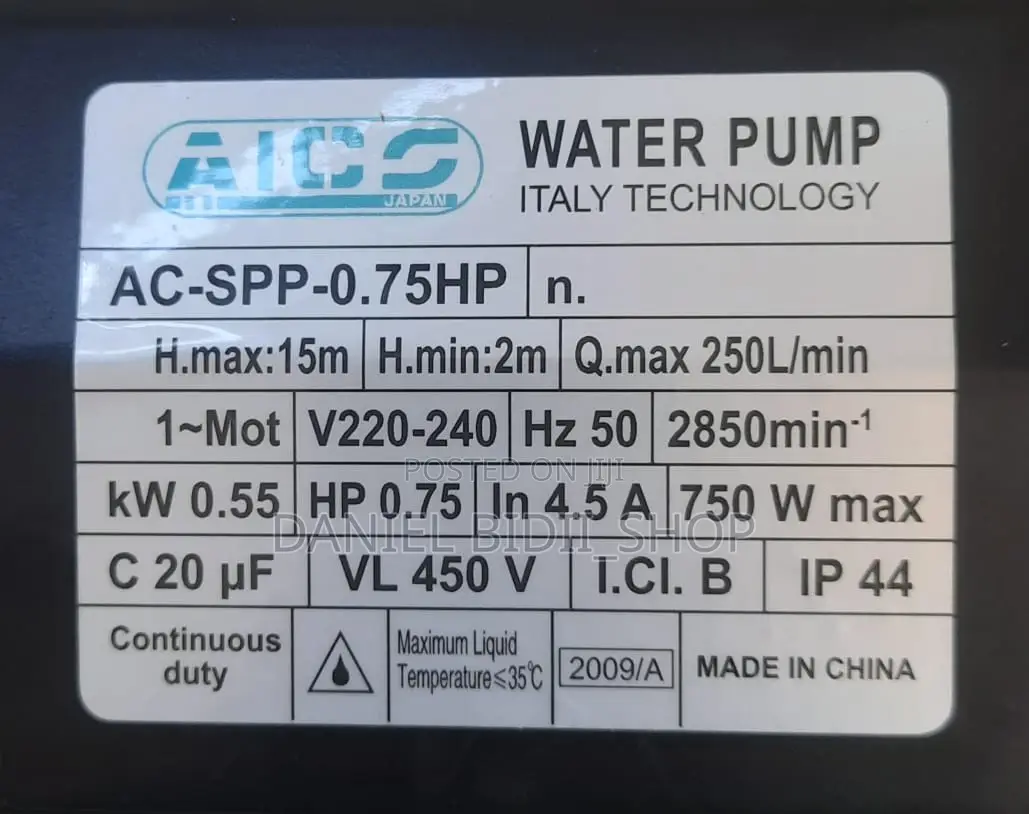 Ac-spp-0.75hp Aico Japan Swimming Pool Pump Head Max 15 Mtrs250l/Min