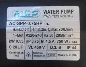 Ac-spp-0.75hp Aico Japan Swimming Pool Pump Head Max 15 Mtrs250l/Min