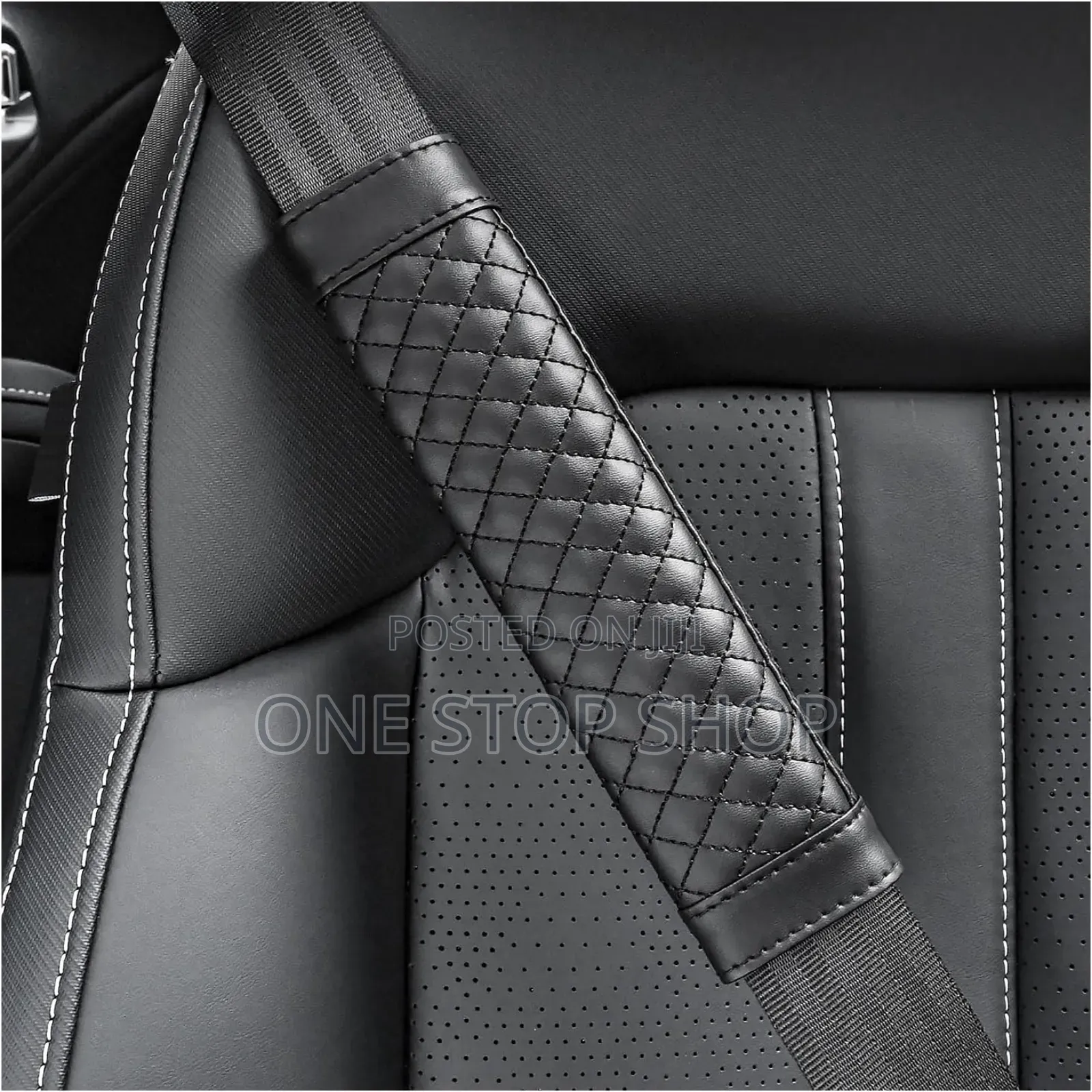 2pcs Black Leather Universal Clip on Safety Belt Pad Cover