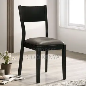 Home Chair; Modern Armless Chair With Wooden Base and Leather Seat