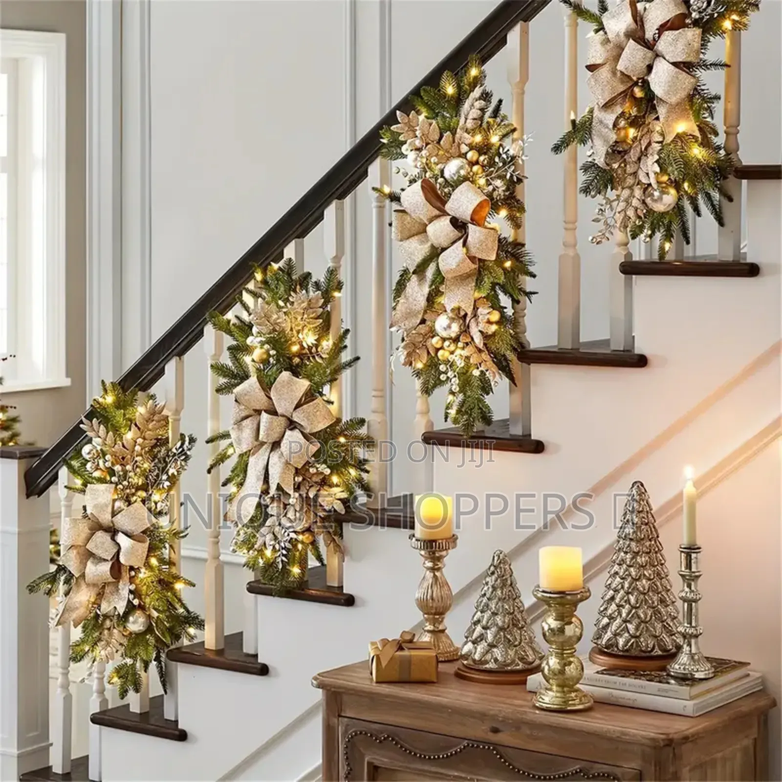 Gold Christmas Staircase Wreath Decorations*