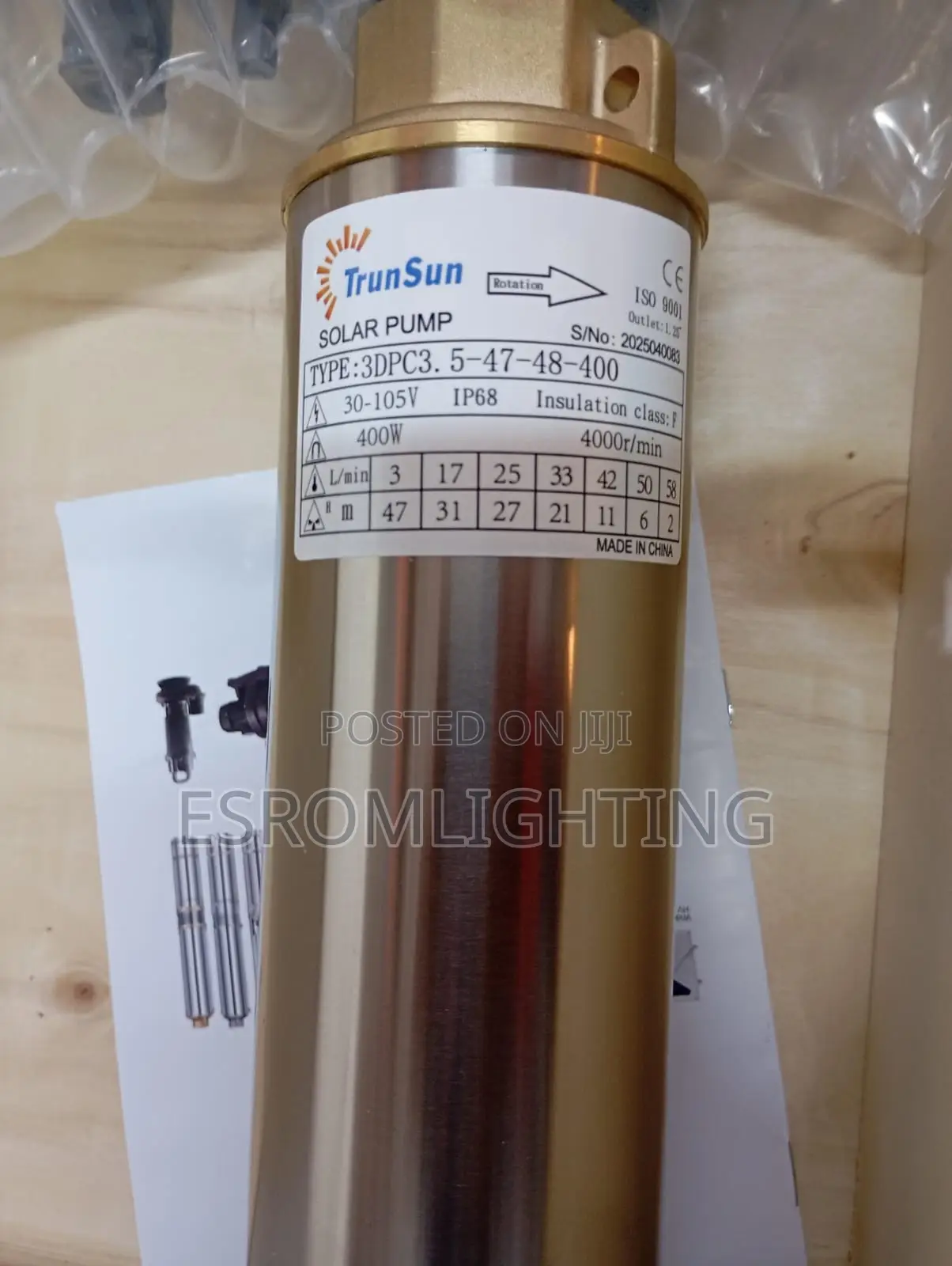 400 Watts Trunsun Submersible Solar Pump