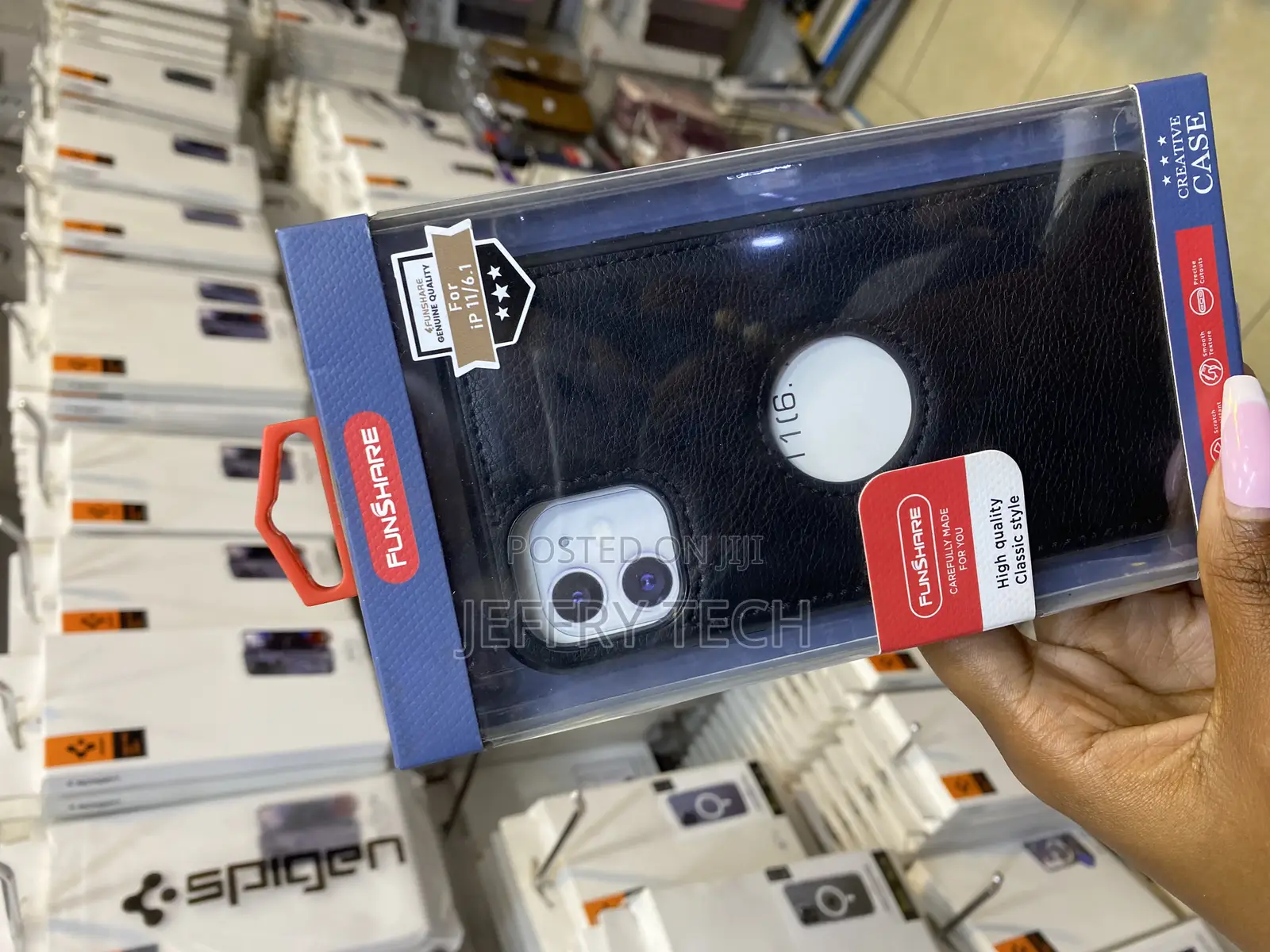 Nshine Pu Flexible Leather Back Case With Logo Cut for iPhone 11