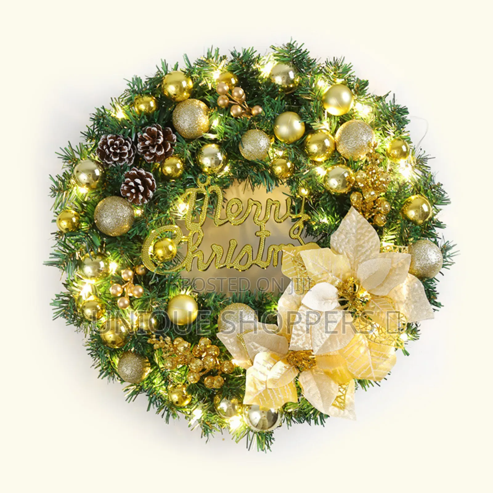 Gold Christmas Door Wreath Decor