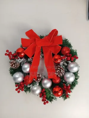 Christmas Red Wreath Front Door Hanging With Decorations*