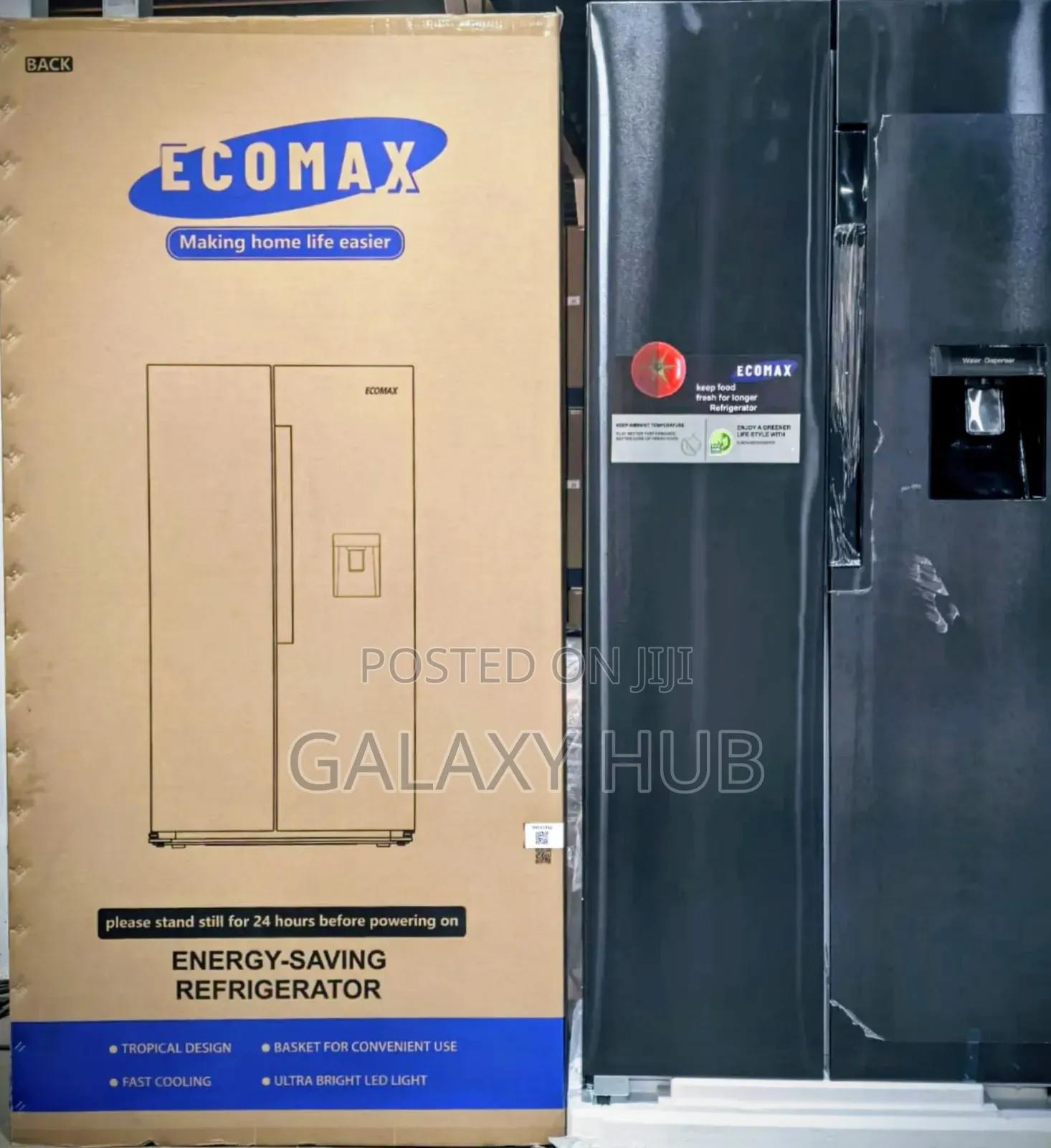 Ecomax 454l Dark Silver Side by Side With Dispenser Fridge