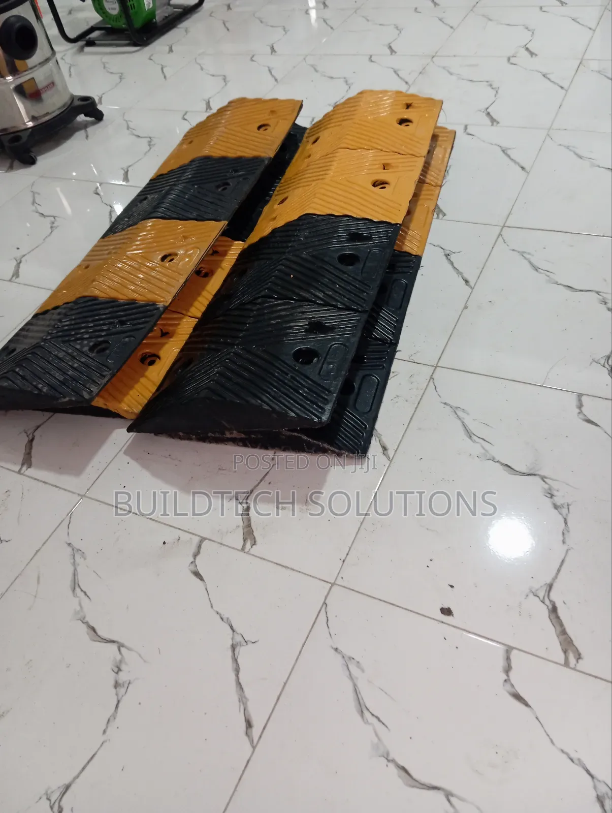 Reflective Rubber Speed Bumps in Industrial Area