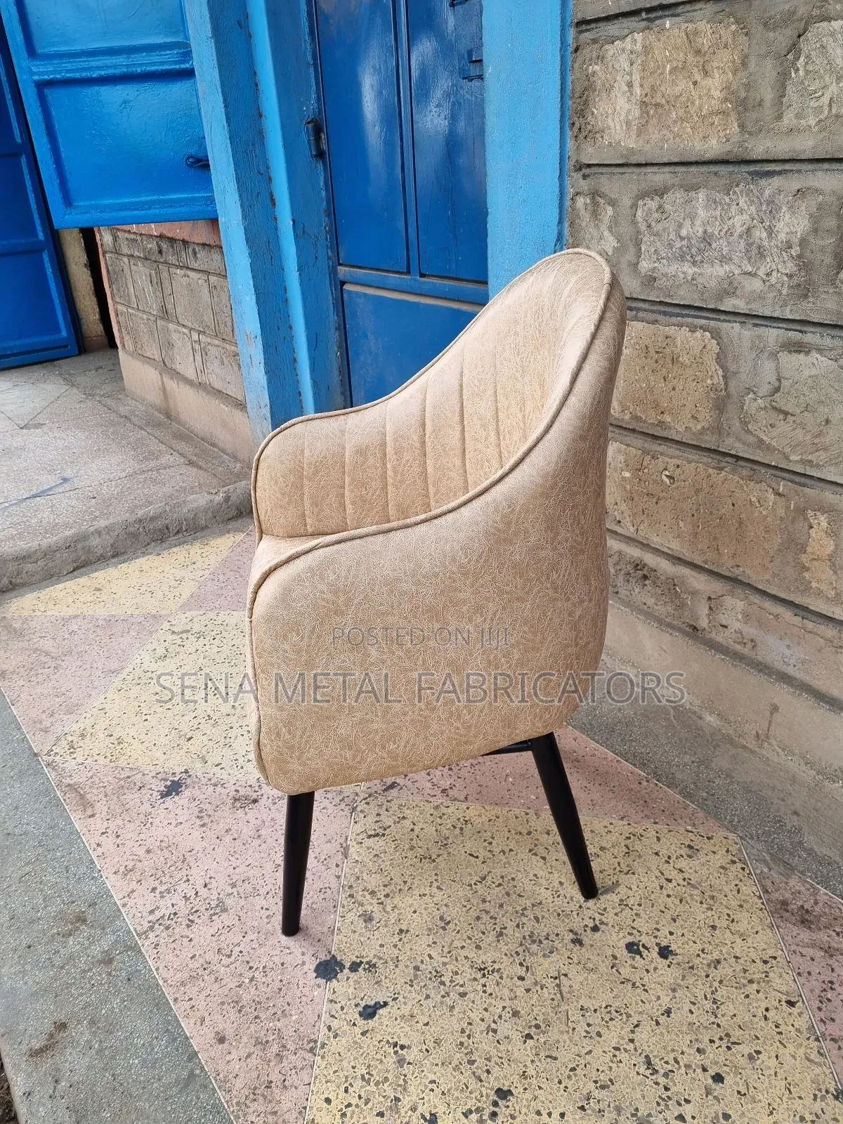 Modern Restaurant Dining Chair, With Beige Fabric.