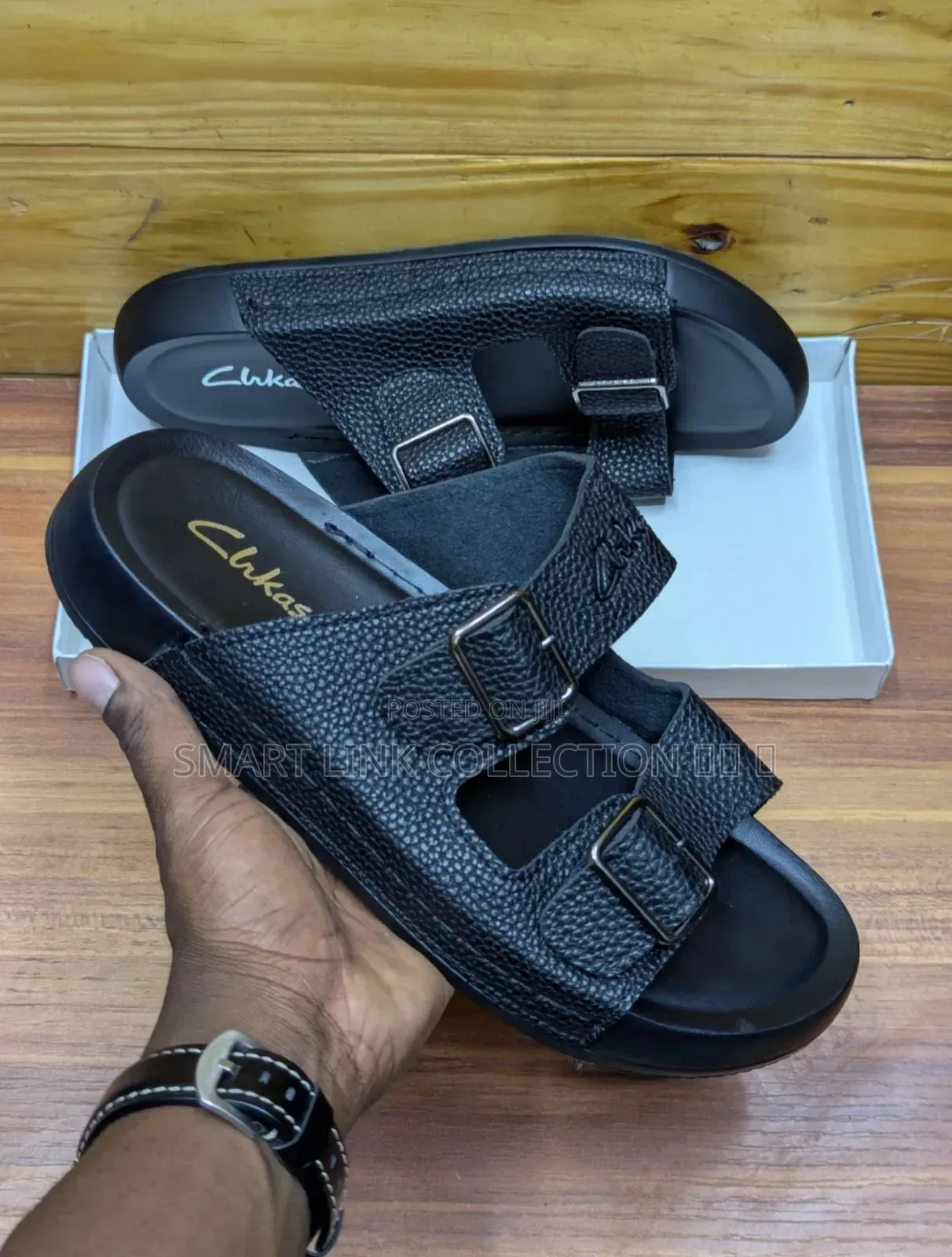 Leather Clarks Slides
