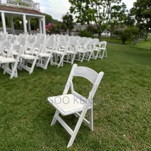 Outdoor Chair; White Foldable Wooden Garden Chair for Weddings/Events