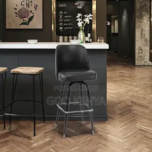 Bar Stool; Modern Black Leather Bar Chair With Back Support
