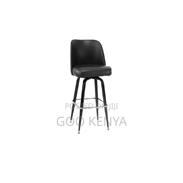 Bar Stool; Modern Black Leather Bar Chair With Back Support