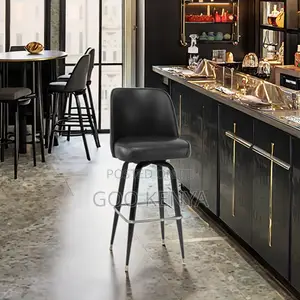 Bar Stool; Modern Black Leather Bar Chair With Back Support