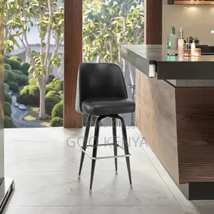 Bar Stool; Modern Black Leather Bar Chair With Back Support