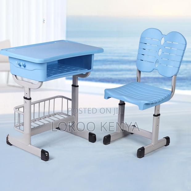 Kids Desk : Blue Adjustable Desk And Chair