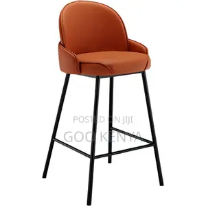 Bar Stool; Backrest Leather Bar Chair for Dining Kitchen