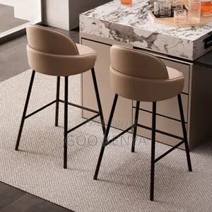 Bar Stool; Backrest Leather Bar Chair for Dining Kitchen