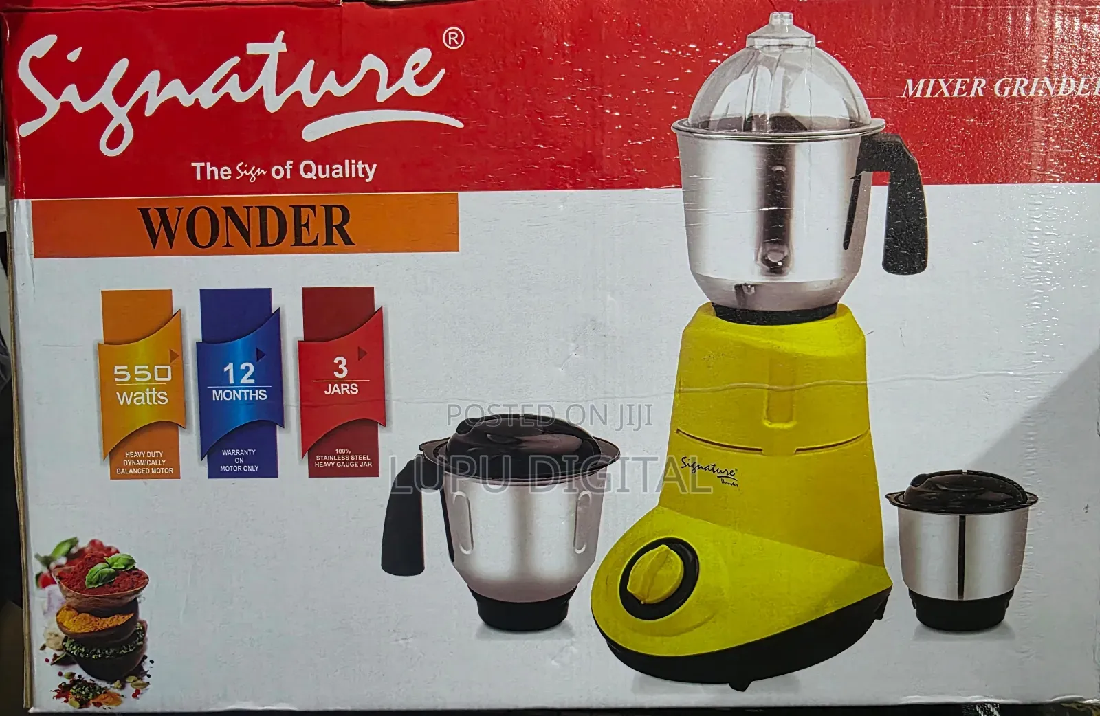 Signature Mixer Grinder (550watts ) With Stainless Steel Jars