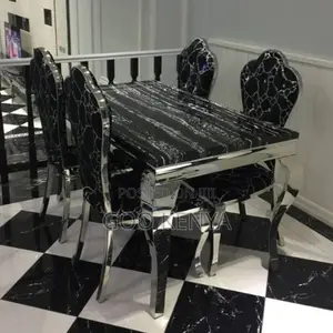 Dining Set; Executive Family-Size Black 6-Seater Dining Furniture
