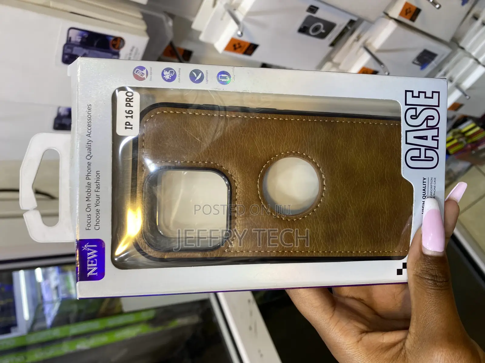 Pasde Vegan Leather iPhone 16 Pro Case With Apple Logo Cut