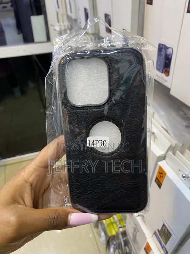 Bivar Leather Back Cover With Apple Logo Cut Case for iPhone 14 Pro - main view