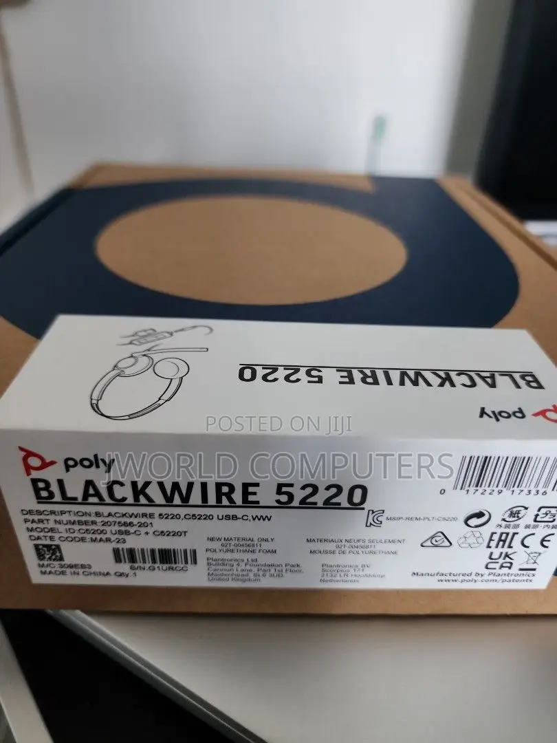 Poly Blackwire 5220 Stereo Usba Wired Headset Bulk Headphone