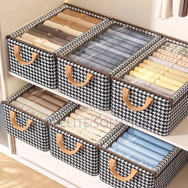 Checked Closet Organizer With Cover - thumbnail 2