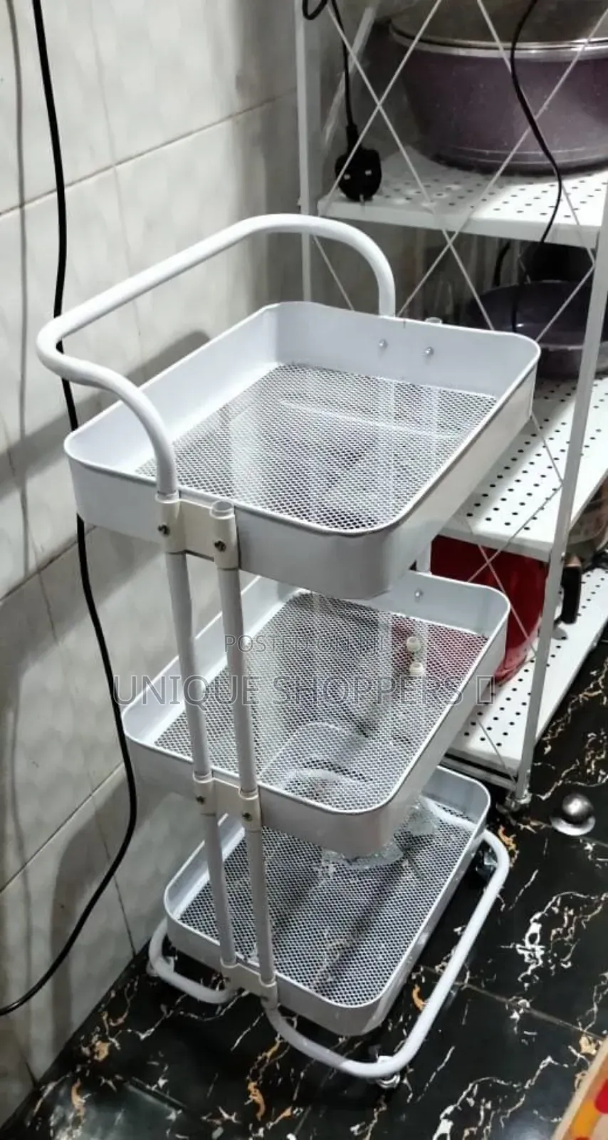 Multi-Functional Movable Trolley Storage Rack( Full Metallic)