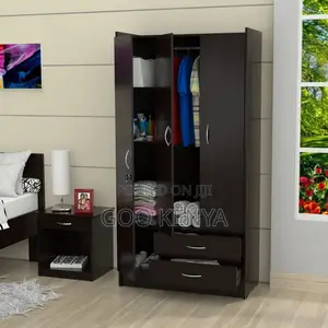 Home Wardrobe; 2-Door Bedroom Clothes Wardrobe With Drawers and Locks