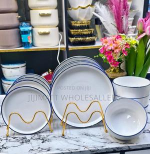 16pcs White Dinner Set With Blue Ring - thumbnail 2