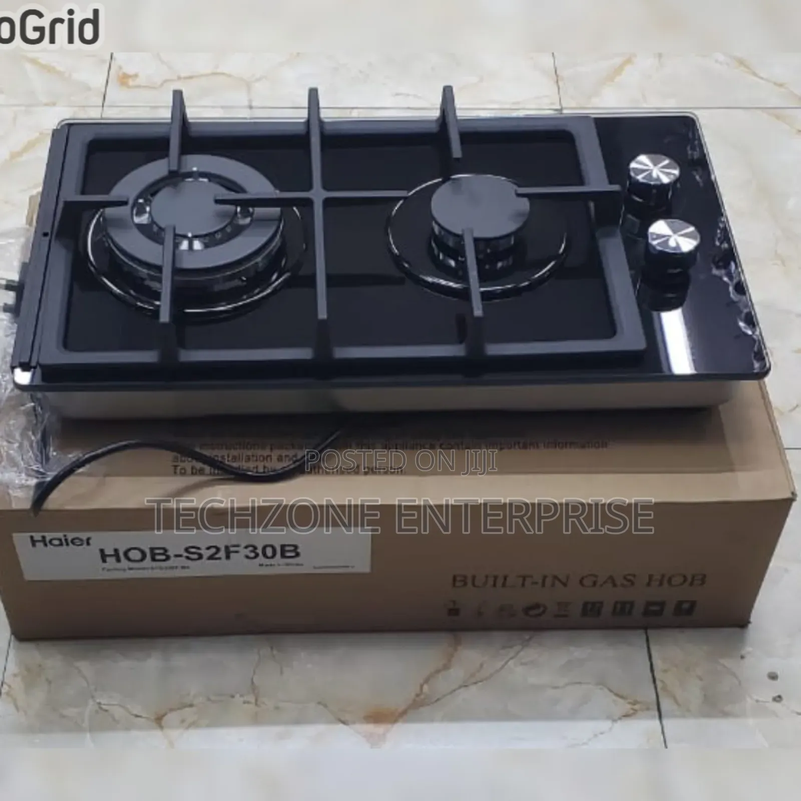 Haier Glass Inbuilt 2 Burner With Wok Burner Hob Cooker - Black