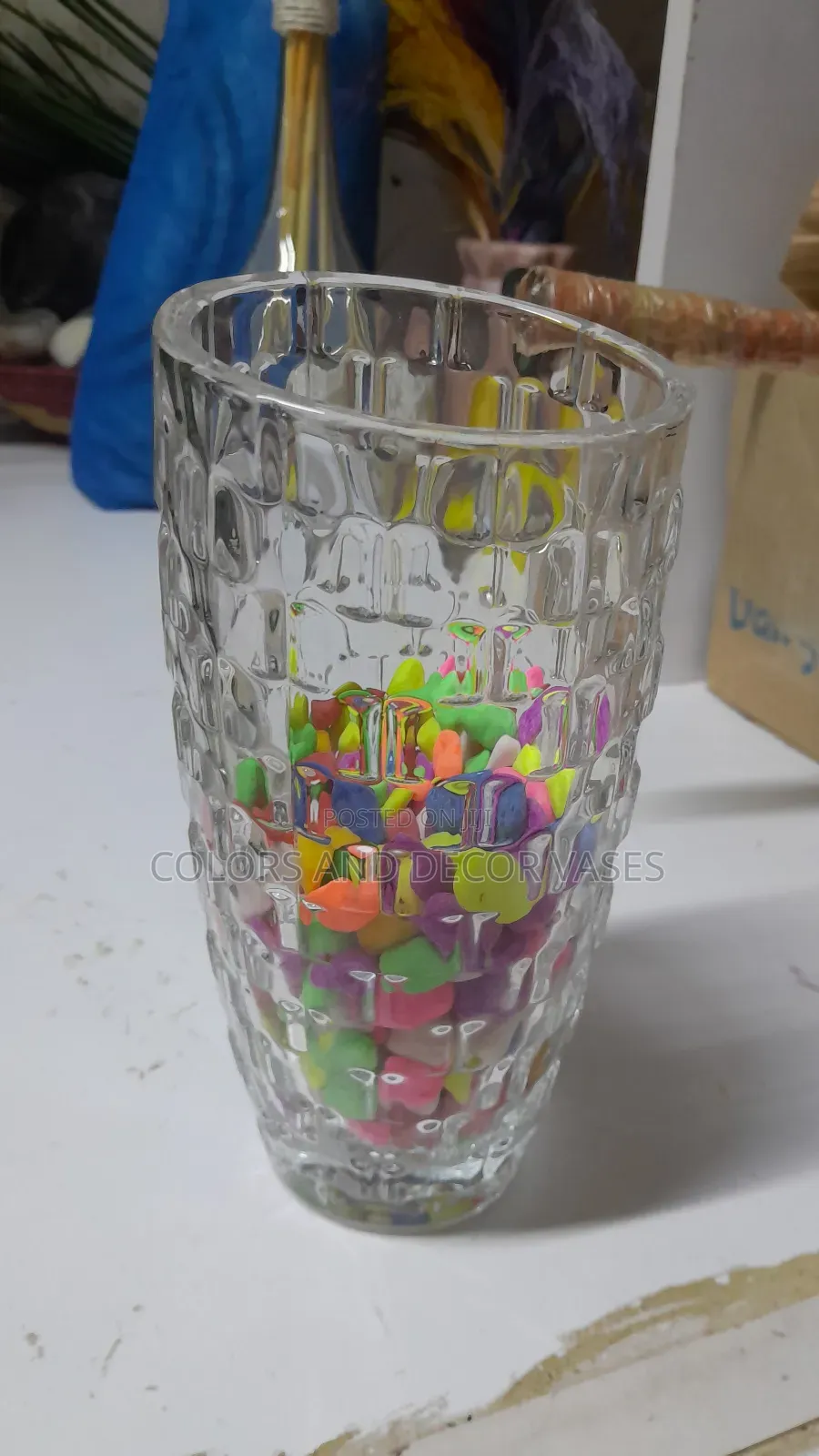Glass Vase Plus Colored Stones Offer Price