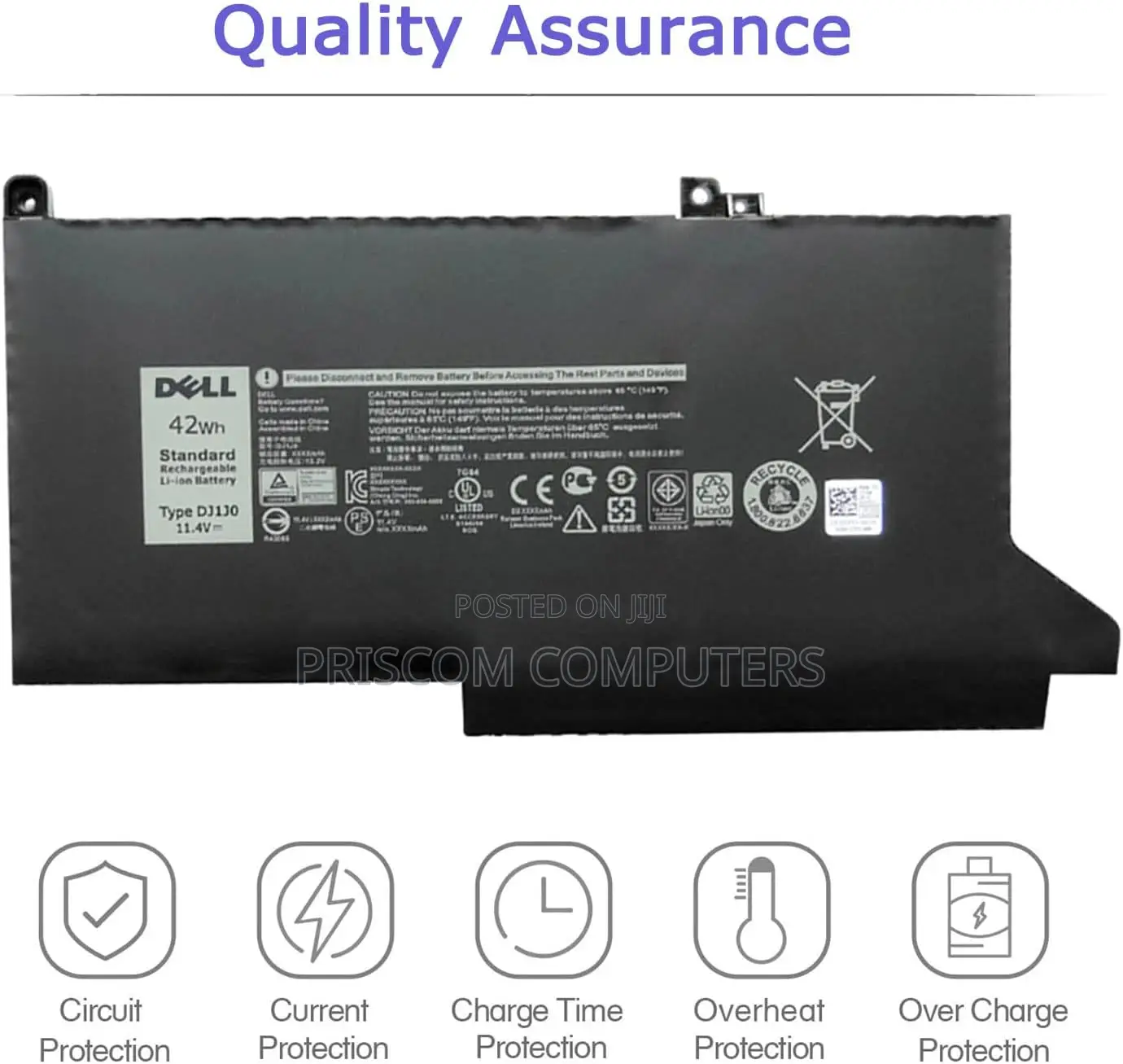 Dj1j0 Original Battery for Dell Latitude 7280 7290 7380 7390 E7280