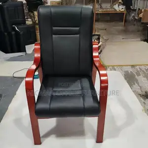 Reddish Wood Finish Executive Leather Office Chair