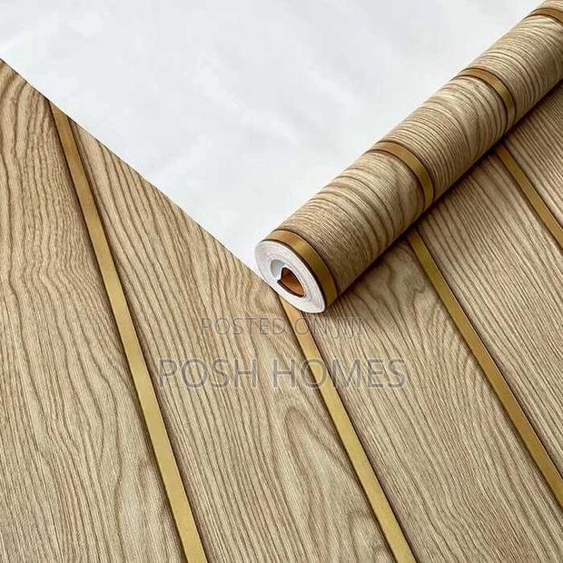 Fluted Brown Peel and Stick Wallpapers - main view