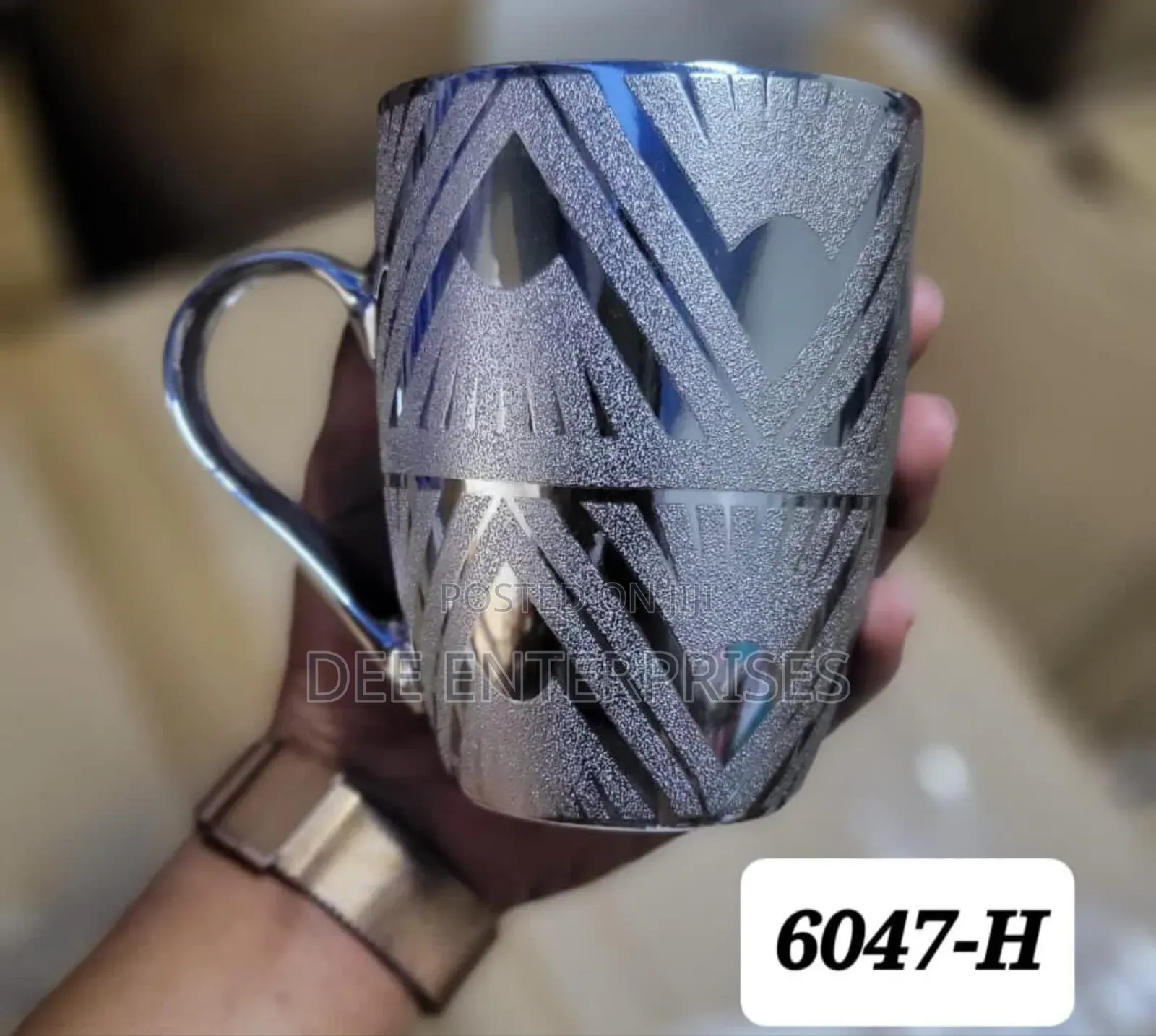 Silver Finish Embossed Mug