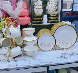 *24 PCS White Gold Dinner Set