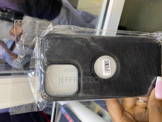 Vookas Vegan Leather iPhone 15 Plus Case With Apple Logo Cut - main view