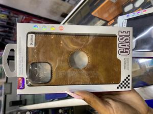 Gimens Vegan Leather iPhone 14 Plus Case With Apple Logo Cut - main view