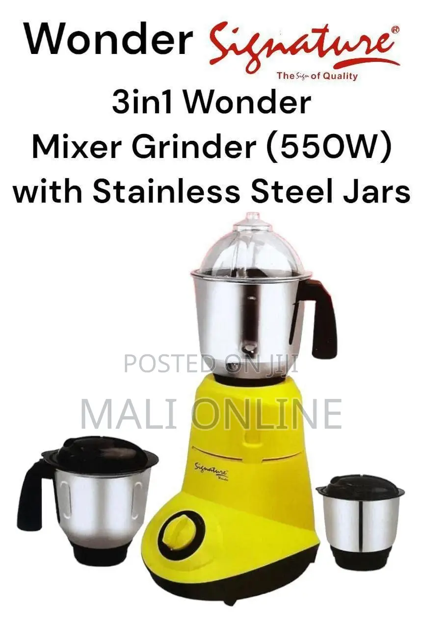 3-in-1 Wonder Mixer Grinder 550w With Stainless Steel 3 Jars.