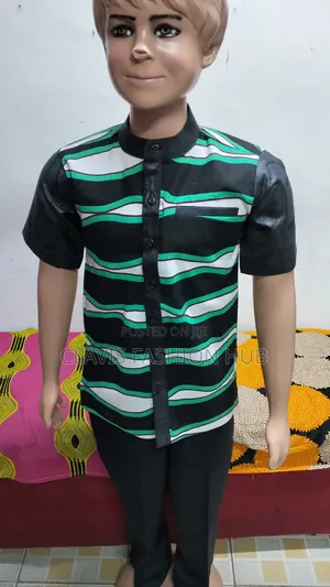 Green Waves Boys African Shirt 5-6 Years