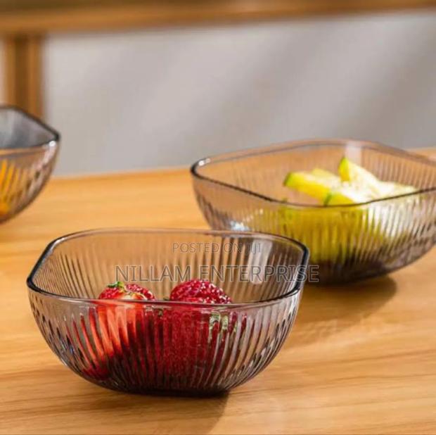 Blue-Grey Vertical Glass Salad Bowl Set - thumbnail 3