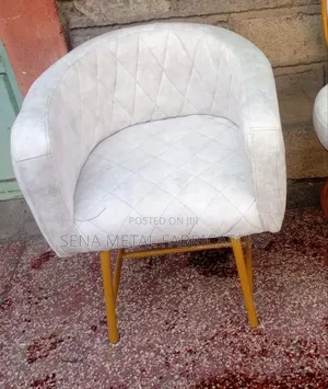 Salon Metal Frame Chair. Cream Upholstery