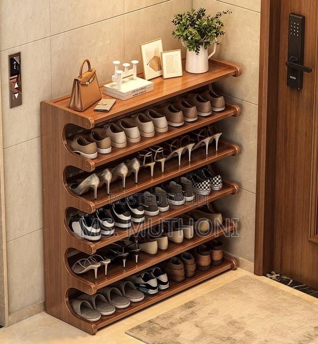 Modern Space Saving 6 Tier Bamboo Shoe Rack* - main view
