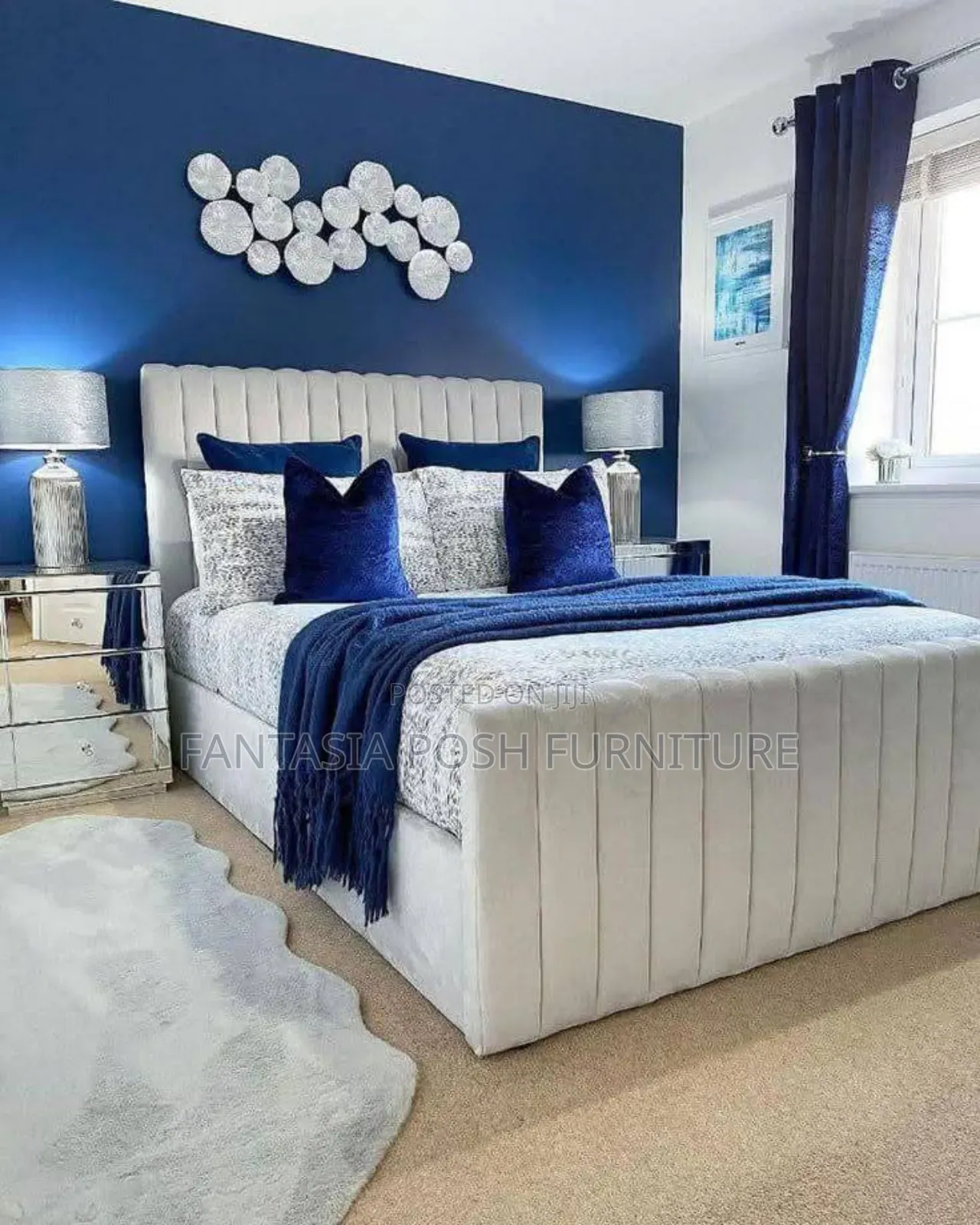 5x6 Cream Upholstered Bed - Free Delivery