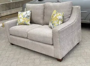 Grey Two-Seater Sofa With Nailhead Trim