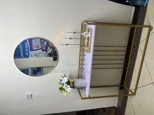 Console Table With Round Gold Mirror Decorative Entryway Hallway W