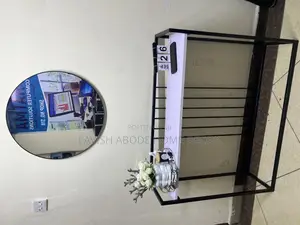 Elegant Console Table With Round Unbreakable Mirror
