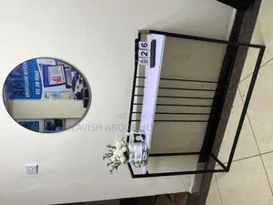 Elegant Console Table With Round Unbreakable Mirror